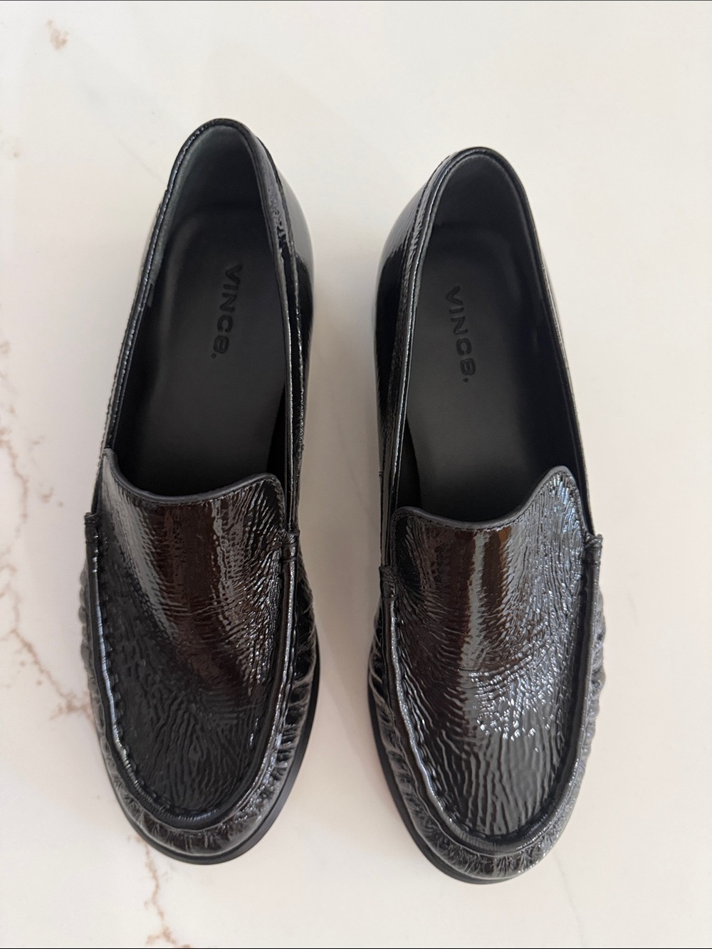Vince Black Patent Leather Slip-On Loafers